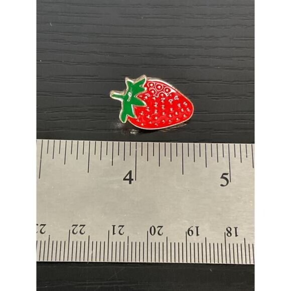 Strawberry-Shaped Enamel Lapel Pin With Gold-Tone Back - Picture 4 of 4